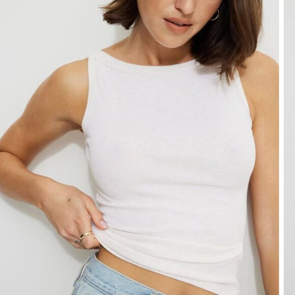 Nola Ribbed Tank Top White | Dynamite - Picture 1 of 3